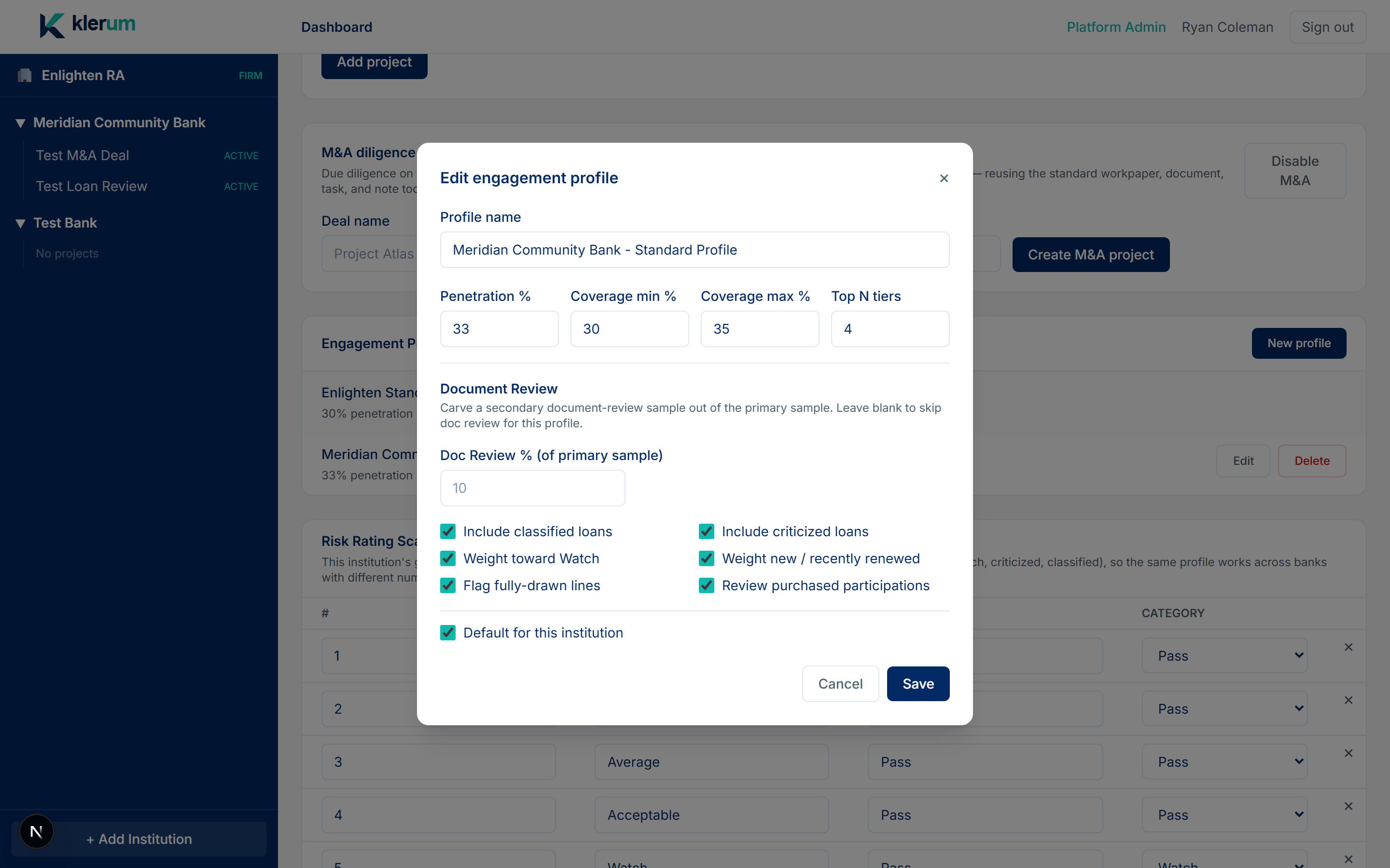 Engagement profile editor